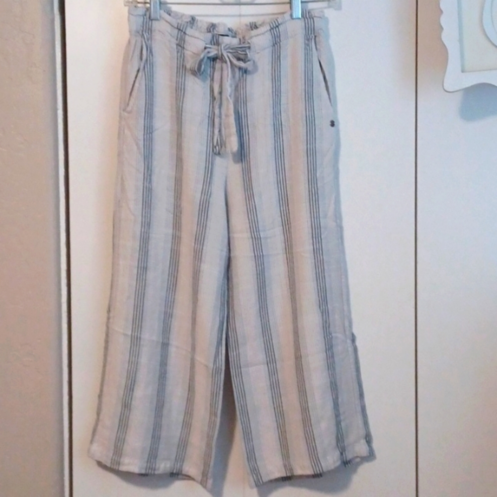VOLCOM Womens Elastic/Drawstring Vertical stripe wide leg pants. SZ. S 4/6